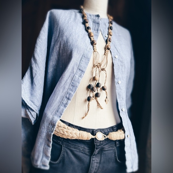 Necklace / 70’s HEMP & CLAY / VINTAGE - Picture 5 of 12